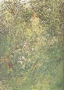 Carl Larsson in the Hawthorn Hedge painting